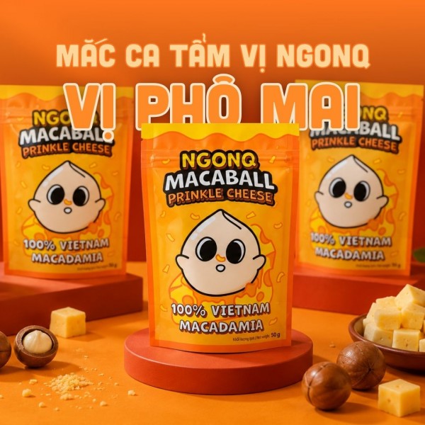 Snack Hạt Mắc Ca Vị Phô Mai NGONQ Macaball Prinkle Cheese 50g