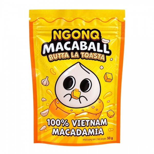 Snack Hạt Mắc Ca Bánh Mì Bơ Tỏi MACABALL Butta La Toasta NGONQ Macaball 50g