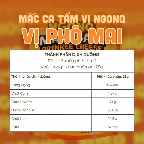 Snack Hạt Mắc Ca Vị Phô Mai NGONQ Macaball Prinkle Cheese 50g