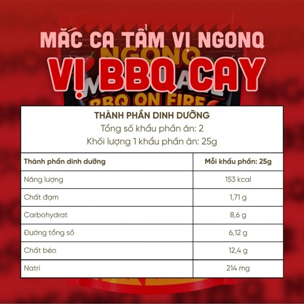 Snack Hạt Mắc Ca Vị BBQ NGONQ Macaball BBQ On Fire 50g