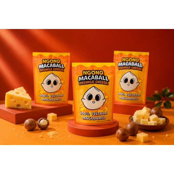 Snack Hạt Mắc Ca Vị Phô Mai NGONQ Macaball Prinkle Cheese 50g