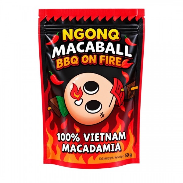 Snack Hạt Mắc Ca Vị BBQ NGONQ Macaball BBQ On Fire 50g